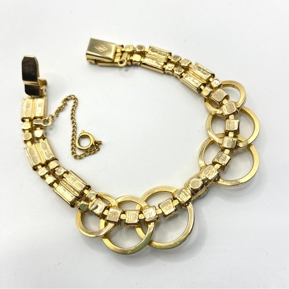 SARAH COVENTRY SAC Gold & Rhinestone Vintage Bracelet - Picture 4 of 10